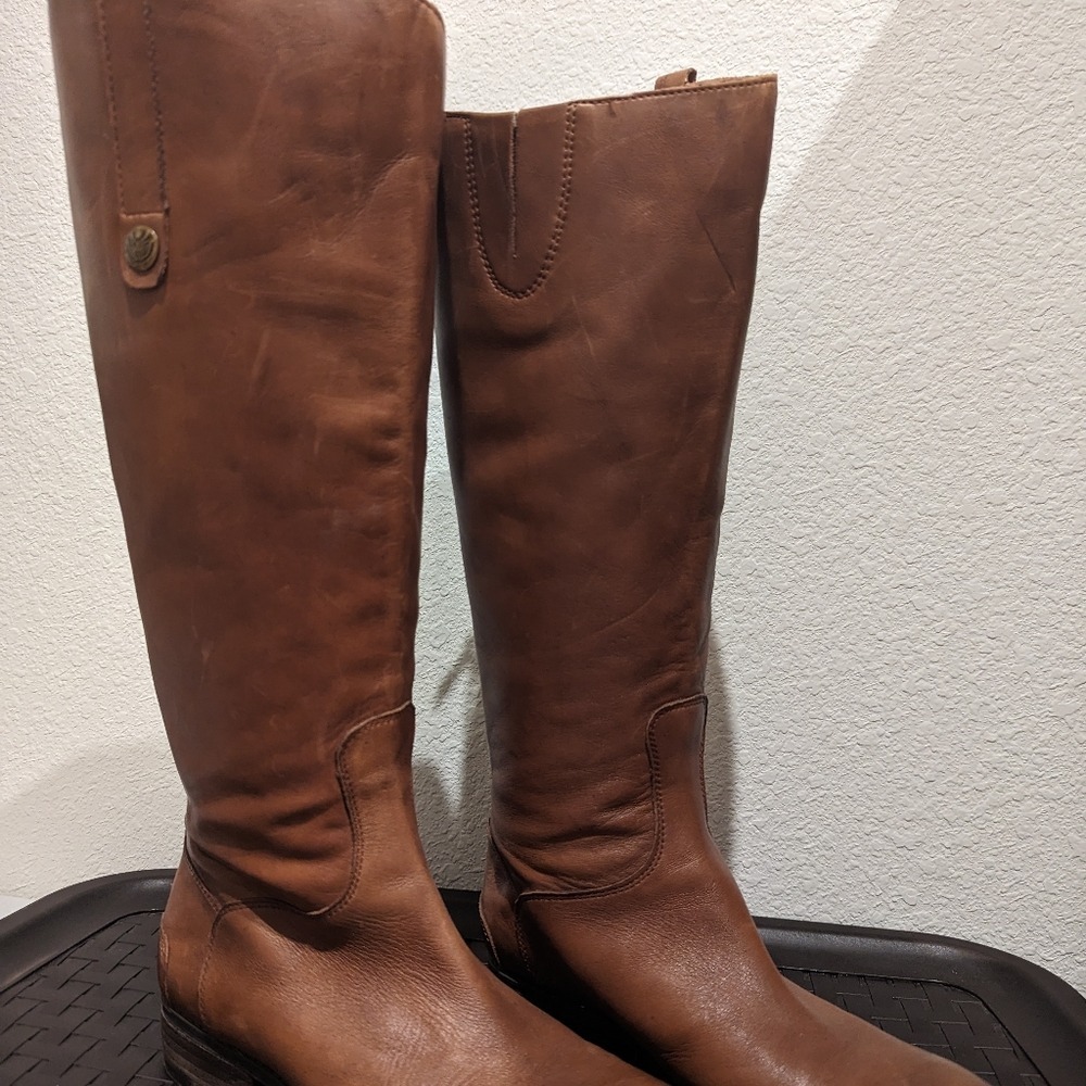 Sam Edelman Wide Calf Penny Brown Leather Riding Boots Womens 8m